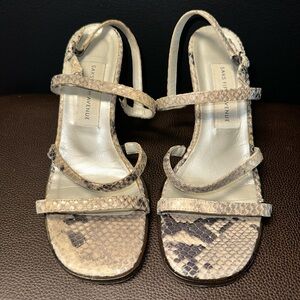 Saks Fifth Avenue Neutral Snake-Print Strappy Heels